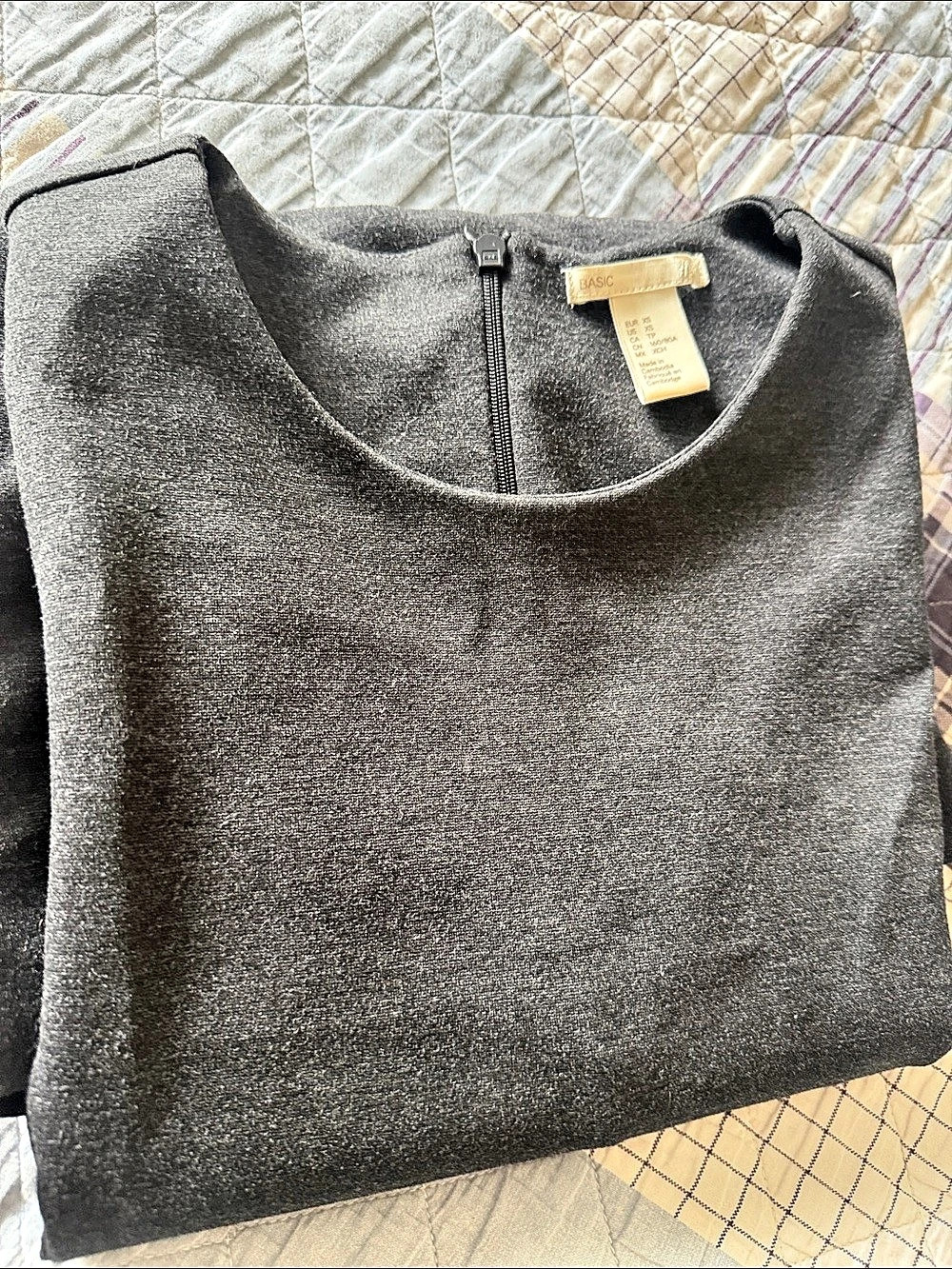 H&M Long Sleeve Mini Dress with Pockets Charcoal Gray XS